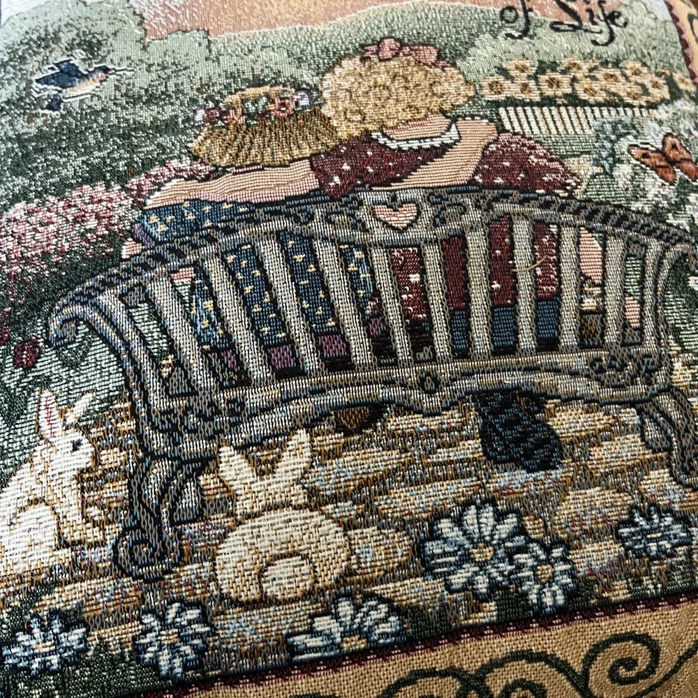 VTG Tapestry Throw Pillow Sisters are Blossoms in the Garden of Life 15